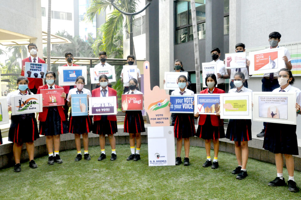 G. D. Goenka International School students spread the message of voting awareness.